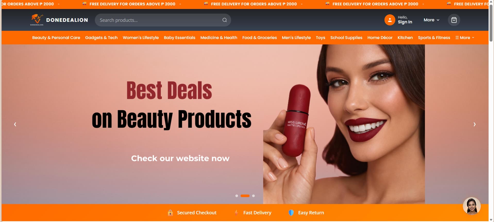 DoneDealion ecommerce storefront